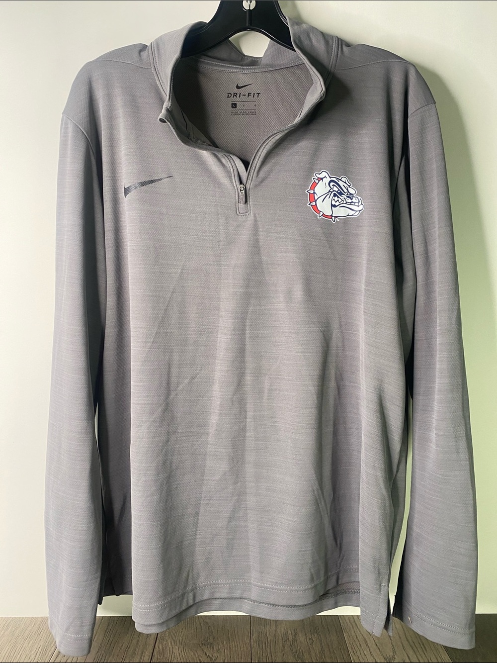 Nike Gray Dri-FIT Quarter-Zip Pullover Gonzaga Bulldogs Men’s Size Large - 1543